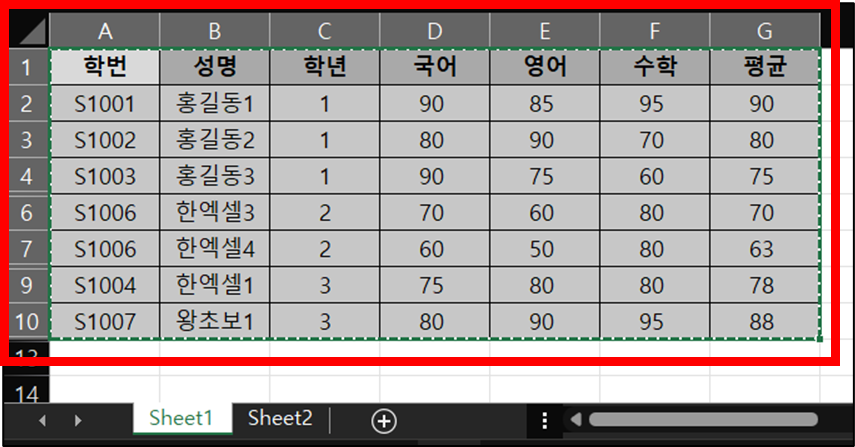 전체 선택(Ctrl + A) 후 복사하기(Ctrl + C)