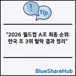2026 월드컵 A조 최종 순위: 한국 조 3위 탈락 결과 정리